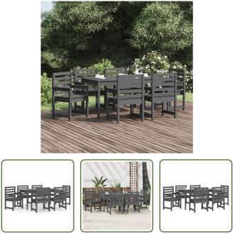 Houten Tuinset - Massief grenen - Eettafel 159.5x82.5x76cm - Tuinstoel 60x48x91cm - Grijs