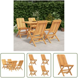 Houten Tuinset - Massief Teak - Inklapbaar - 120x70x75 cm - Gelat Ontwerp Bruin