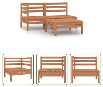 Houten Tuinset - Palletdesign - Massief Grenenhout - Hoek/Middenbank- 63.5 x 63.5 x 62.5 cm - Tafel- Bruin