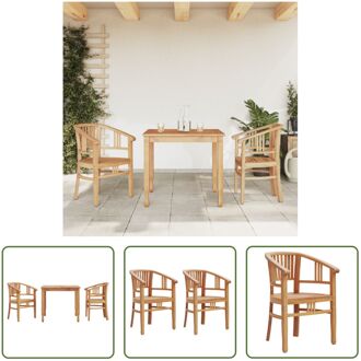 Houten tuinset - Tafel 85 x 85 x 75 cm (L x B x H) - Stoelen 61 x 58 x 88 cm (B x D x H) - Comfortabel Bruin