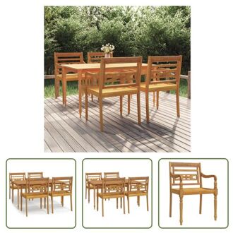 Houten Tuinset - Vintage - 150x90x75 cm - Massief teakhout - Inclusief 4 stoelen Bruin