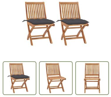 Houten Tuinstoelen - Set van 2 - Met zitkussens - Antraciet Grijs