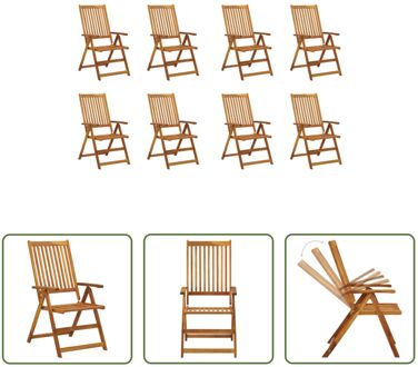 Houten Tuinstoelen Vintage - Massief Acaciahout - 57 x 69 x 111 cm - Inklapbaar - Set van 8 Bruin