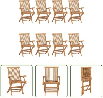 Houten Tuinstoelenset - 8 stuks - Teakhout - 55 x 60 x 89 cm Bruin