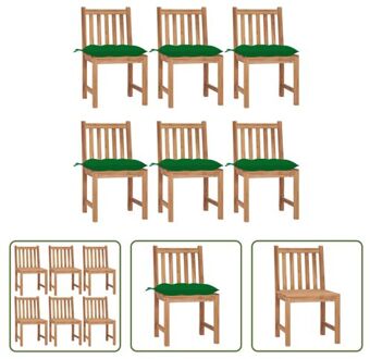 Houten Tuinstoelenset - Teakhout - 50 x 53 x 90 cm - Groen kussen