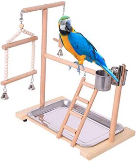 Houten Vogel Baars Stand Papegaai Platform Speeltuin Vogel Speeltuin Stand Gym Playstand Ladder Interactief Speelgoed Met Feeder Kopjes