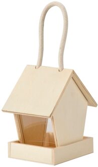 Houten Vogel Feeder Huis Opknoping Vogelhuisje voor Tuin Yard Outdoor Hexagon Vormige Met Dak Outdoor Voedsel Container home decor B