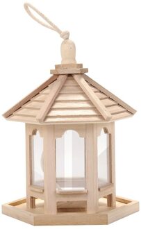 Houten Vogel Feeder Outdoor Bebederos Para Aves Opknoping Voor Tuin Yard Decoratie Hexagon Vormige Met Dak Kojec Dla Psa Tdh