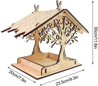 Houten Vogel Huis Vogelhuisje Opknoping Nest Feeder Met Loop Huis Tuin Yard Outdoor Huisdier Decors Hexagon Vormige Met Dak B