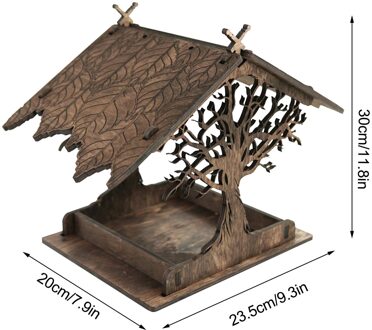 Houten Vogel Huis Vogelhuisje Opknoping Nest Feeder Met Loop Huis Tuin Yard Outdoor Huisdier Decors Hexagon Vormige Met Dak