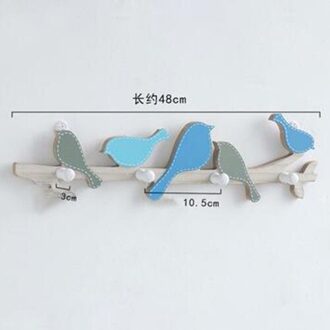 Houten Vogel Vormige Haak Creatieve Kleding Winkel Thuis Muur Kapstokken Woonkamer Entree Muur Sleutel Hanger blauw