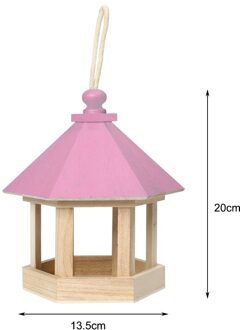 Houten Vogelvoeders Opknoping Type Outdoor Huisdier Vogel Zaden Voedsel Feeder Boom Tuin Snacks Emmer Houder Vogel Feeder Feed Station # Y5 Roze