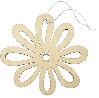 Houten vromen decoratie hanger van een bloem van 17 x 16 cm