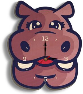 Houten Wandklok Kinderkamer Decor Wandklok Cartoon Stille Wandklok Hippo Wandklok