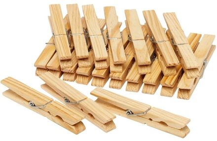 Houten wasknijpers - 20x stuks - voordelige knijpers / wasspelden - bamboe - was ophangen