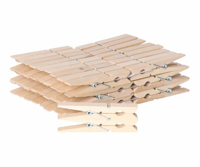 Houten Wasknijpers - Set van 72 Stuks (2x36) Bruin