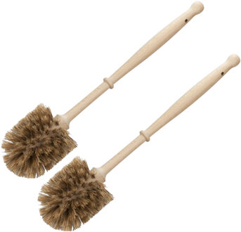 houten wc/toiletborstel - 2x stuks - 36 cm - Toilet accessoires Nature