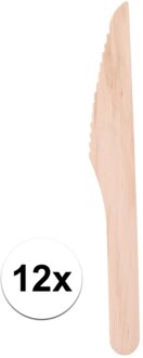 Houten wegwerp bestek messen 12 stuks