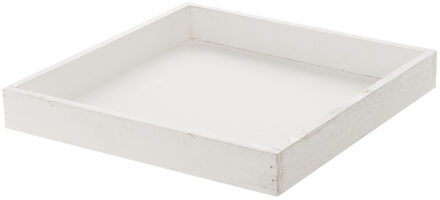 Houten white wash kaarsenplateau onderzet bord/kaarsonderzetter 30 x 30 cm - Kaarsenplateaus Wit