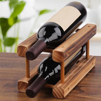 Houten Wijn Stand Keuken Accessoires Portable 2-4 Fles Houders Bar Display Rekken Vouw Rode Wijn Rekken Drink Fles houder Baking kleur 2Bottle