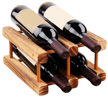 Houten Wijn Stand Keuken Accessoires Portable 2-4 Fles Houders Bar Display Rekken Vouw Rode Wijn Rekken Drink Fles houder Baking kleur 4Bottle
