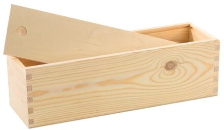 Houten wijnkist/verpakking met schuifdeksel - 1x - 36 x 11 x 11 cm - Wijnkistje/wijndoos