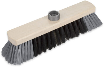 Houten zachte bezemkop - zwart/grijs - B29 cm - Kamerbezems / binnen bezems