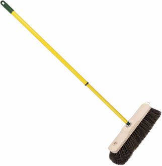Houten zachte binnenbezem 28 cm inclusief metalen telescoopsteel geel 80 - 130 cm