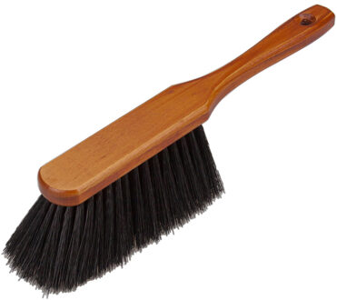 Houten zachte stoffer/handveger - binnen - 30 x 4 x 7 cm - bruin - droog vuil