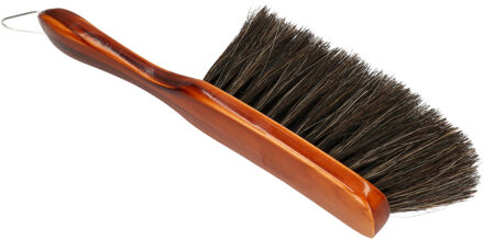 Houten zachte stoffer/handveger - bruin gelakt - voor binnen - 30 x 4 x 7 cm - ophang oog