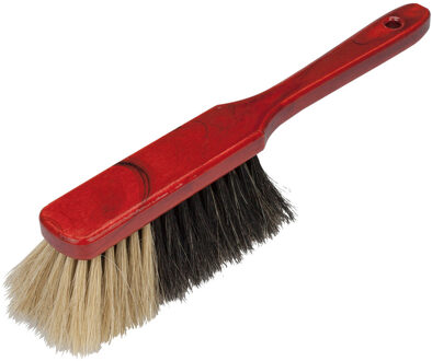 Houten zachte stoffer/handveger - voor binnen - 30 cm - mahonie gelakt - ophang oog