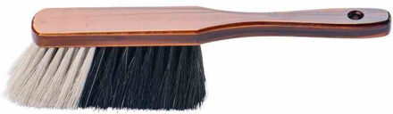 Houten zachte stoffer/handveger - voor binnen - bruin gelakt - gemixte vezels - 30 cm