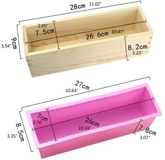 Houten Zeep Loaf Cutter Mold En Zeep Cutter Set Rechthoek Siliconen Mal Met Houten Doos Rechte En Golvende Zeep Cutter