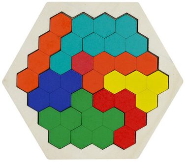Houten Zeshoek Puzzel Vorm Patroon Blok Puzzel Voor Kinderen En Volwassenen Game Kinderen Pre-School Magination Intellectuele