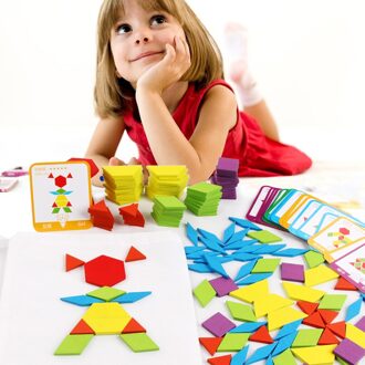 Houten Zeshoek Puzzel Vorm Patroon Blok Puzzel Voor Kinderen En Volwassenen Game Kinderen Pre-School Magination Intellectuele