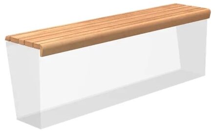 Houten zitting afgerond 200x50cm.