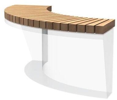 Houten zitting binnenbocht recht 100x100cm.