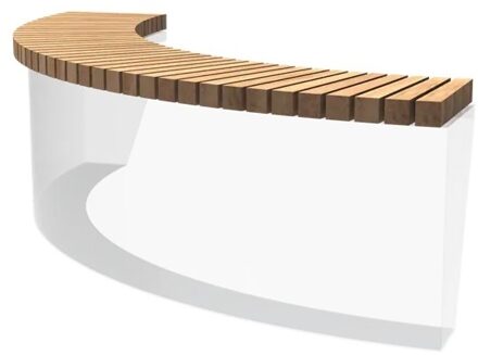 Houten zitting buitenbocht recht 200x200cm.