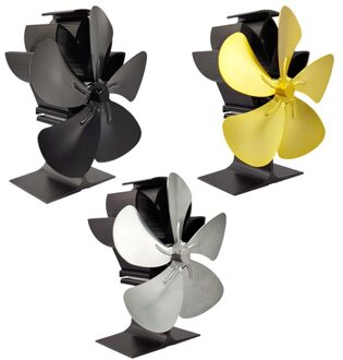 Houtkachel Fan 5-Blade-Warmte Aangedreven Log Brander Verhoogt 80% Meer Warme Lucht dan 2 Blade Milieuvriendelijke met Fornuis Thermometer zilver