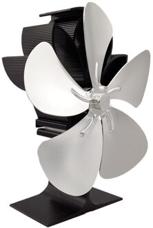 Houtkachel Fan 5-Blade-Warmte Aangedreven Log Brander Verhoogt 80% Meer Warme Lucht Dan 2 Blade Milieuvriendelijke met Fornuis Thermometer zilver