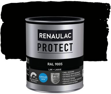 Houtlak Protect - Zijdeglans - Gitzwart Ral 9005 - 750ml