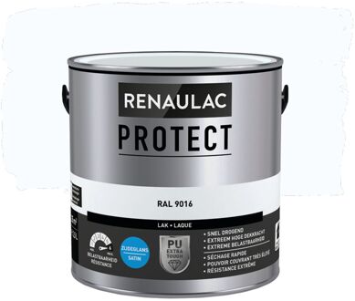 Houtlak Protect - Zijdeglans - Verkeerswit Ral 9016 - 2,5l