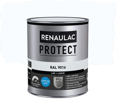 Houtlak Protect - Zijdeglans - Verkeerswit Ral 9016 - 750ml