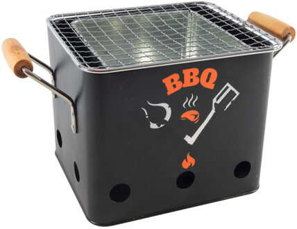 Houtskool barbecue/bbq zwart tafelmodel 18 cm vierkant