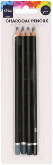 Houtskool tekenen potloden setje van 4x stuks