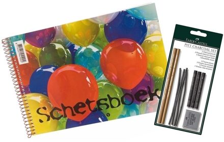 Houtskool tekenset met schetsboek