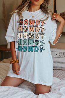 Howdy Grafisch T-shirt - maat XL Wit