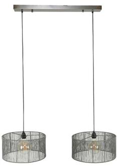 Hoyz - Hanglamp 2L Stringshade - Metaal - Zwart Nikkel - 120x45x150 Grijs