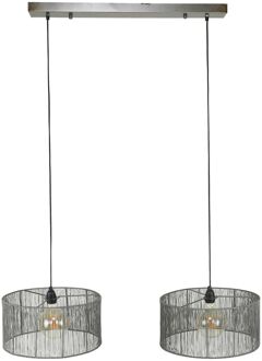 Hoyz - Hanglamp 2L Stringshade - Metaal - Zwart Nikkel - 120x45x150 Grijs