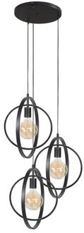 Hoyz - Hanglamp met 3 Lampen - Turn Around - Zwart - Industrieel Grijs, Zwart